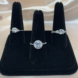 3 PC Set - NEW Pretty Bird Real White Gold Plated Rings Size 9